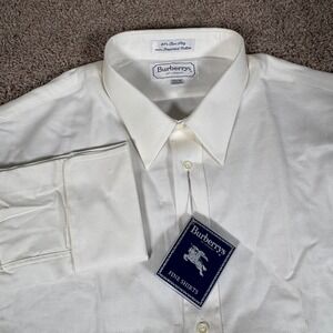 Vintage Burberrys Dress Shirt 80s Two Ply Cotton Long Sleeve Button Up 17 1/2-35